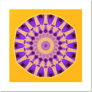 Stunning purple and yellow mandala Posters and Art